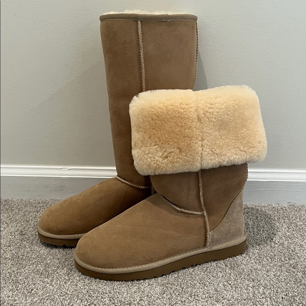 UGG Classic Brown Boots with Cream Shearling